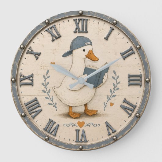 Cute Reading Duck Book Lover Whimsical Nursery  Grote Klok (Voorkant)