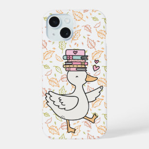 Cute Reading Eend Phonehoes Zachte Stem Boekliefhe iPhone 15 Hoesje