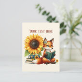 Cute reading fox customizable briefkaart (Staand voorkant)