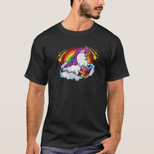 Cute Reading Library Unicorn Read Boost Reader T-shirt (Voorkant)