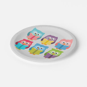 Cute reading owls papieren bordje