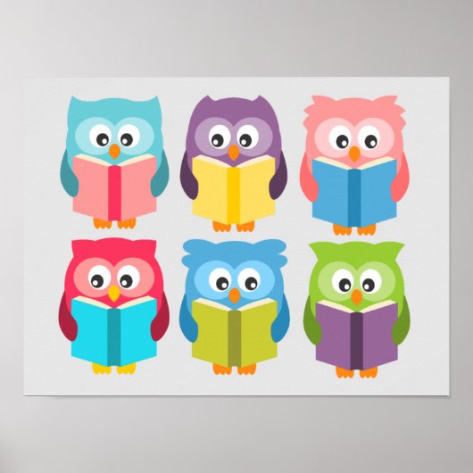 Cute reading owls poster (Voorkant)