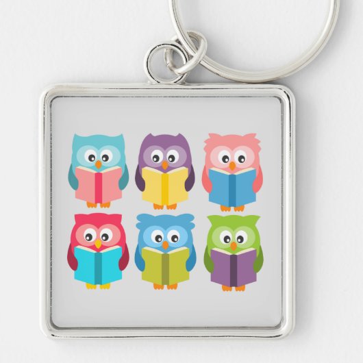 Cute reading owls sleutelhanger (Voorkant)