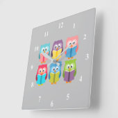 Cute reading owls vierkante klok (Hoek)