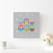 Cute reading owls vierkante klok (Huis)