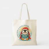 Cute Reading Penguin Bookish Cotton Tote Bag (Achterkant)