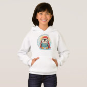Cute Reading Penguin Magical Kids Winter Hoodie (Devant entier)