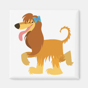 Cute Ready Cartoon Afghan Hound Magnet Magneet