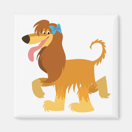 Cute Ready Cartoon Afghan Hound Magnet Magneet (Voorkant)