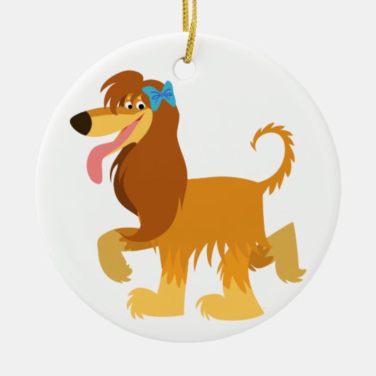 Cute Ready Cartoon Afghan Hound Ornament (Voorkant)