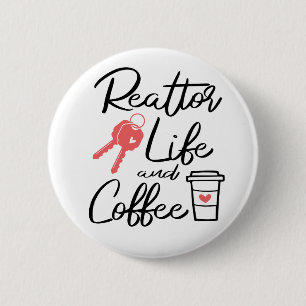 Cute Real Estate Agent Broker Coffee Lover Realtor Ronde Button 5,7 Cm
