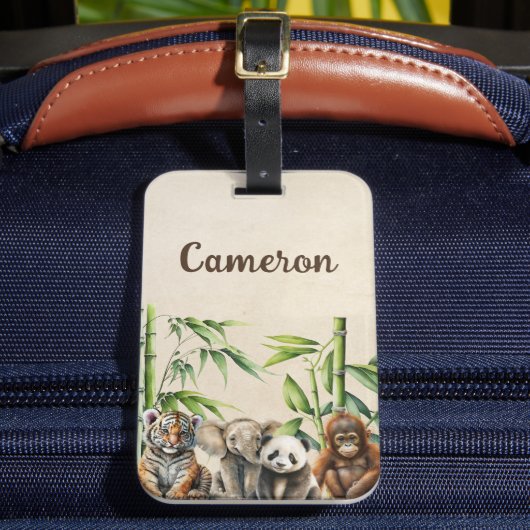 Cute Realistic Asian Baby Animals Bagagelabel (Voorkant Insitu 2)