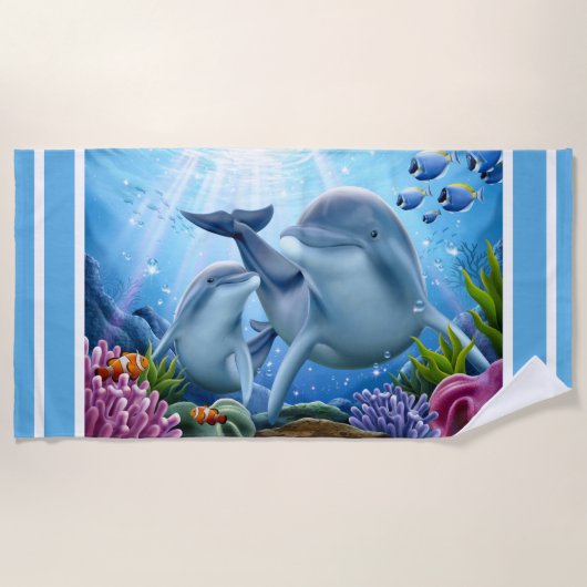 Cute Realistic Dolphins Strandlaken (Voorkant)