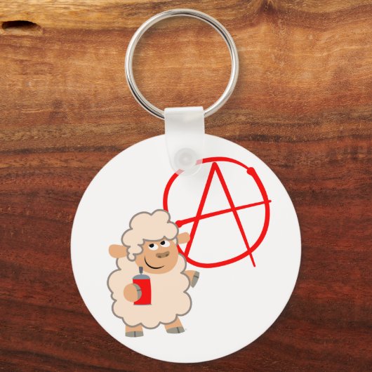Cute rebellious Cartoon Sheep Sleutelhanger (Voorkant)