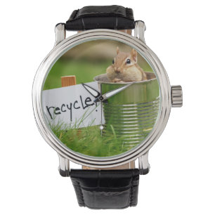 Cute Recycling Chipmunk Horloge