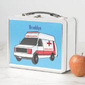 Cute red ambulance van cartoon (In situ)