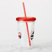 Cute red ambulance van cartoon acryl drinkbeker (Links)