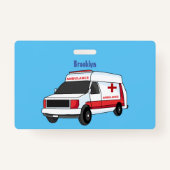 Cute red ambulance van cartoon badge (Achterkant)