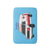 Cute red ambulance van cartoon badmat (Voorkant Verticaal)