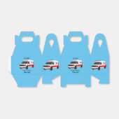 Cute red ambulance van cartoon bedankdoosjes (Uitgevouwen)