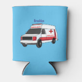 Cute red ambulance van cartoon blikjeskoeler (Voorkant)