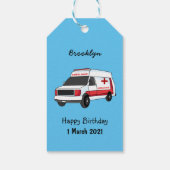 Cute red ambulance van cartoon cadeaulabel (Achterkant)