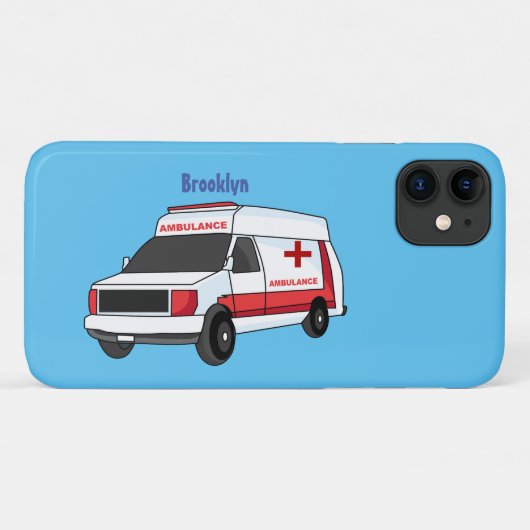 Cute red ambulance van cartoon Case-Mate iPhone case (Achterkant (horizontaal))