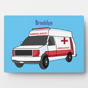 Cute red ambulance van cartoon fotoplaat
