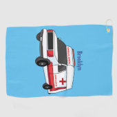 Cute red ambulance van cartoon golfhanddoek (Horizontaal)