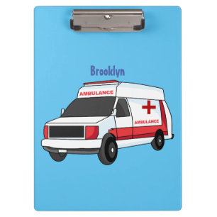 Cute red ambulance van cartoon klembord