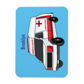 Cute red ambulance van cartoon magneet (Verticaal)