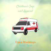 Cute red ambulance van cartoon raamsticker (Vel 3)