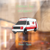 Cute red ambulance van cartoon raamsticker (Vel 2)