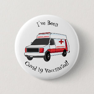 Cute red ambulance van cartoon ronde button 5,7 cm