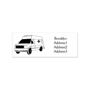 Cute red ambulance van cartoon rubberstempel