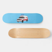 Cute red ambulance van cartoon skateboard (Horizontaal)