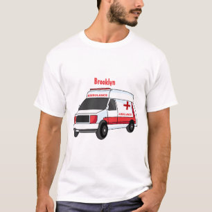 Cute red ambulance van cartoon t-shirt