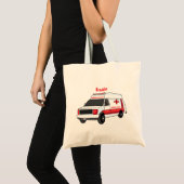 Cute red ambulance van cartoon tote bag (Voorkant (product))
