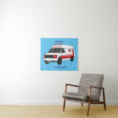 Cute red ambulance van cartoon wandkleed (In Situ (horizontaal))