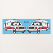 Cute red ambulance van cartoon yogamat (Achterkant (horizontaal))
