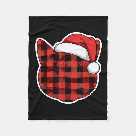 Cute Red And Black Buffalo Plaid Cat Christmas San Fleece Deken (Voorkant)