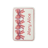 Cute Red and Cream Gingham Bow Badmat (Voorkant Verticaal)