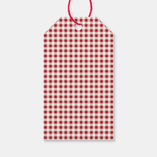 Cute Red and Cream Gingham Bow Cadeaulabel (Achterkant)