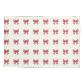 Cute Red and Cream Gingham Bow Kussensloop (Achterkant)