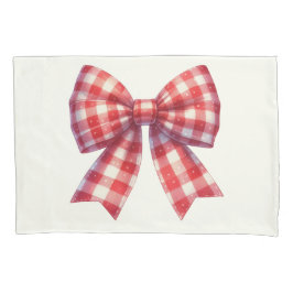 Cute Red and Cream Gingham Bow Kussensloop