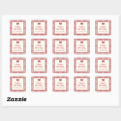 Cute Red and Cream Gingham Bow Vierkante Sticker (Vel)