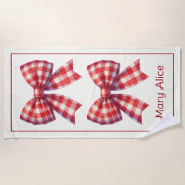 Cute Red and Cream Gingham Bows Strandlaken