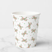 Cute Red and Green Candy Cane Bow Holiday Papieren Bekers (Voorkant)