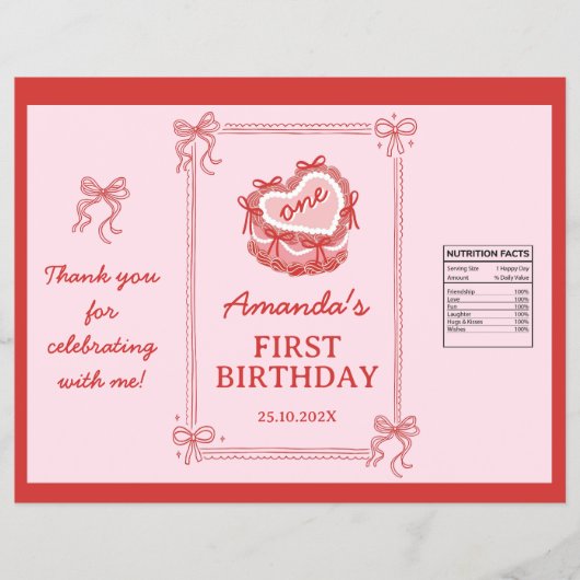 Cute Red and Pink Bow Cake Party Chip Bag Wrapper Flyer (Voorkant)
