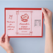 Cute Red and Pink Bow Cake Party Chip Bag Wrapper Flyer (Hand)